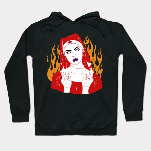 Satanic Nun Hoodie by Blackhearttees